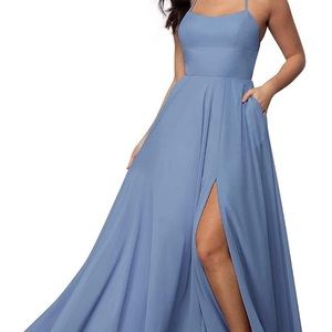 Chiffon Ash Blue Dress